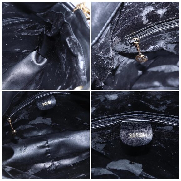 GUCCI Bamboo Shoulder Bag Leather 2way Black - Picture 13 of 14